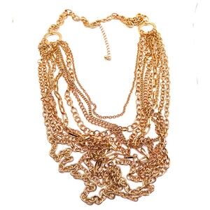 Vintage Multi Strand Gold Tone Chain Necklace 42” With 3” Extender